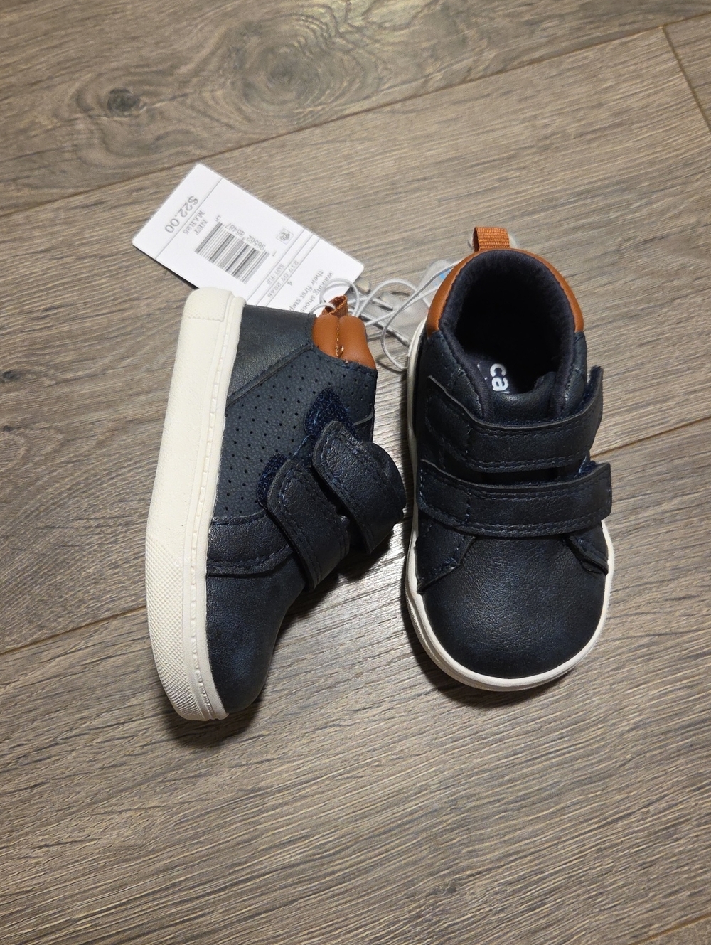 NWT Carter's Navy Flip Double Velcro Shoes